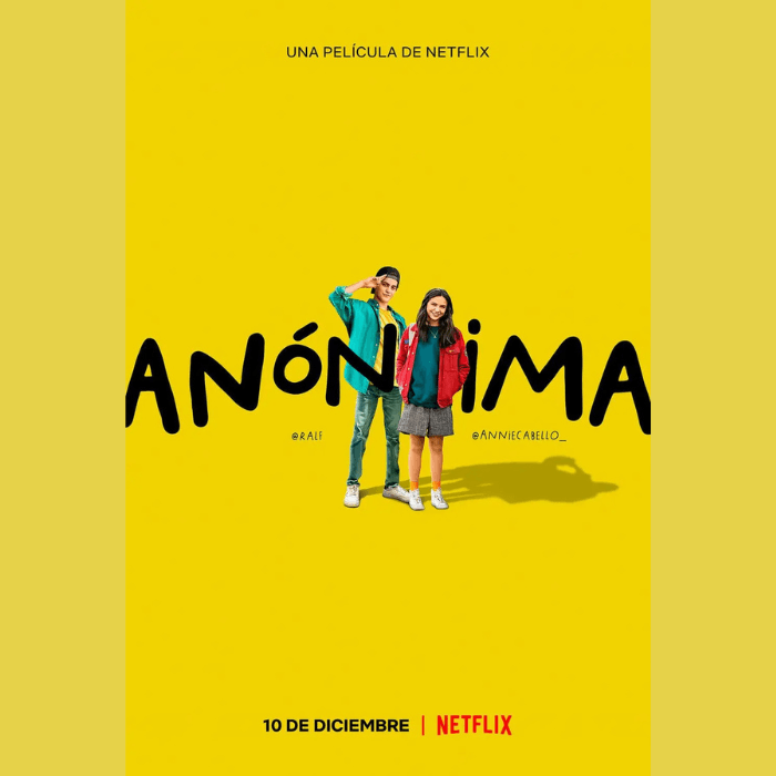 Affiche du film Anonima représentant les deux personnages principaux souriant, debout, côte à côte.